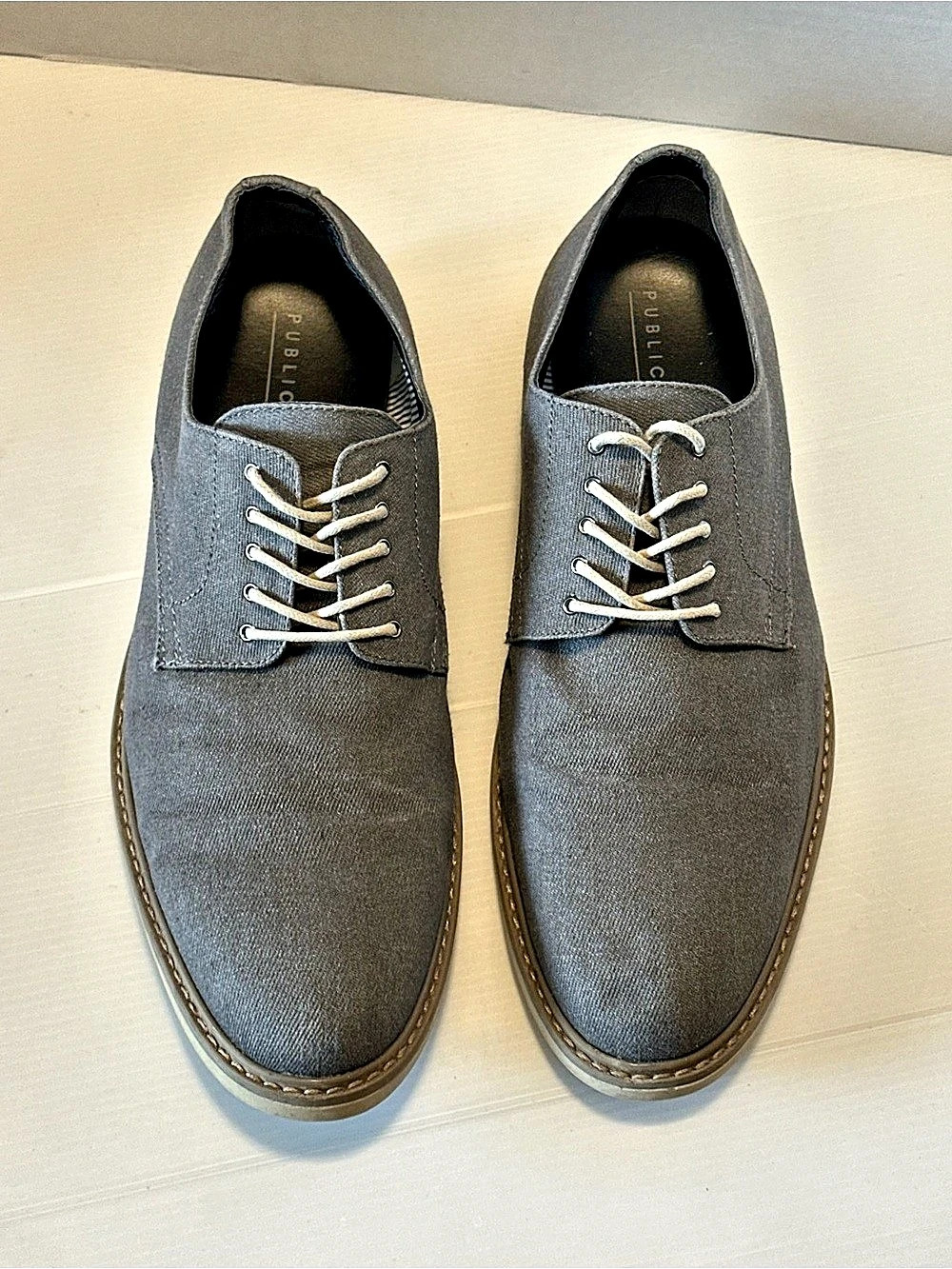 Public Opinion Men's Textile Derby Shoes US 11.5 Gray
